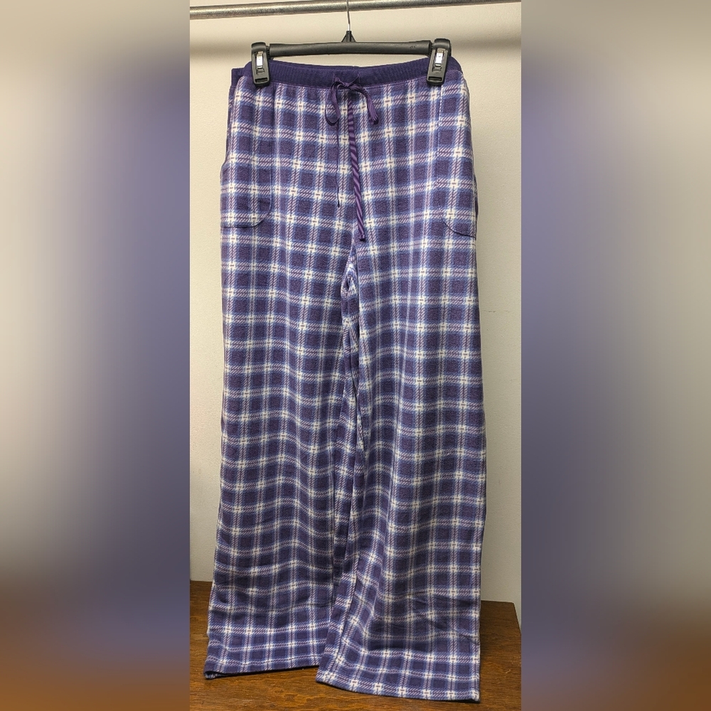 Laura Scott XL purple plaid ultra soft Micro Fleece Sleep Lounge Pants NWT